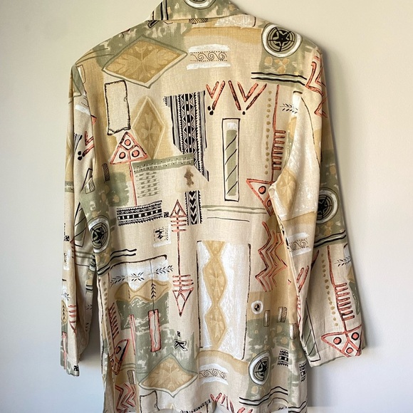 Dress Barn Abstract Design Linen Womans Blazer Size Large - Picture 5 of 17